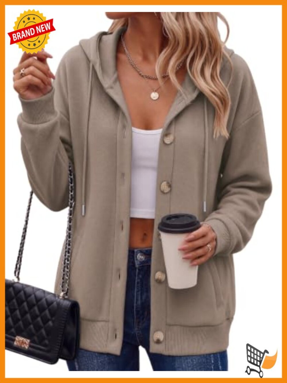 Zeagoo Button Front Hoodie with Pockets Oversized Fleece Sweatshirt